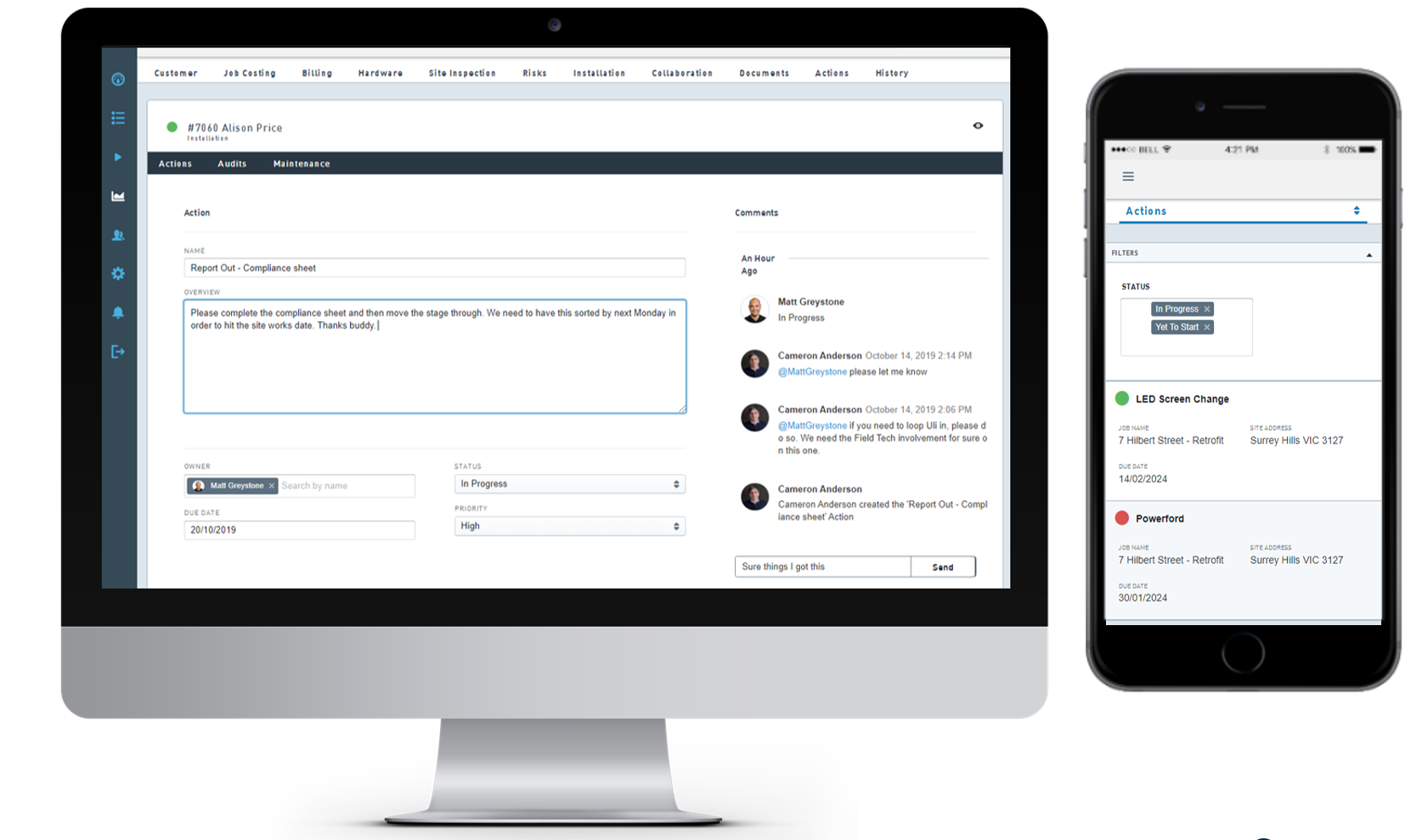 Field and operations backoffice in synch